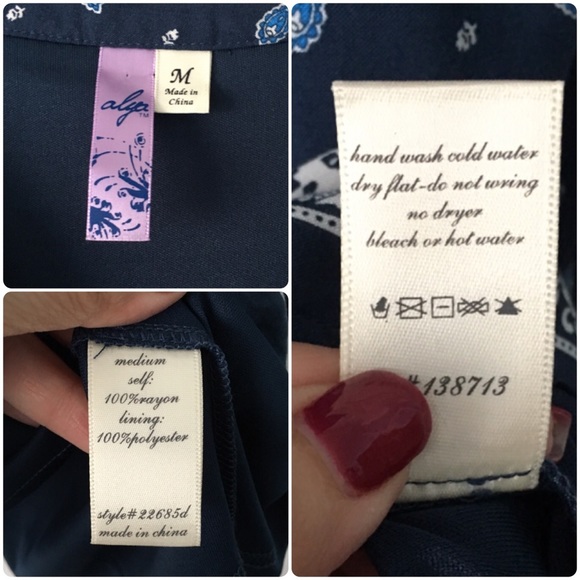 Alya by Francesca Blue Long Sleeve Floral Dress M - Picture 8 of 8